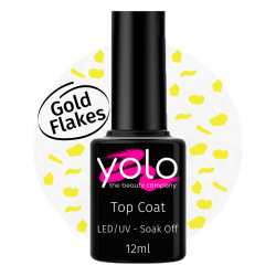 Soak Off FLAKES-GOLD Top Coat 12ml (no wipe)