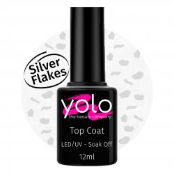 Soak Off FLAKES-SILVER Top Coat 12ml (no wipe)
