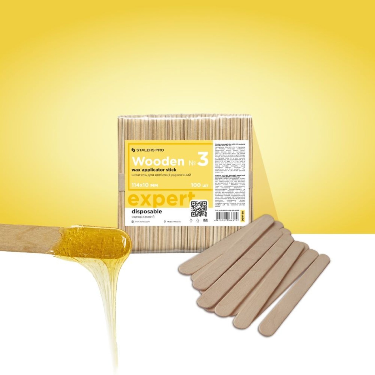 Wooden wax applicator stick EXPERT 114×10 mm (100 pcs)