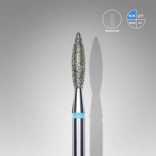 DIAMOND Nail Drill Bit FLAME BLUE 2.3mm/10mm