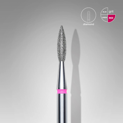 DIAMOND Nail Drill Bit POINTED FLAME RED 2.1mm/8mm