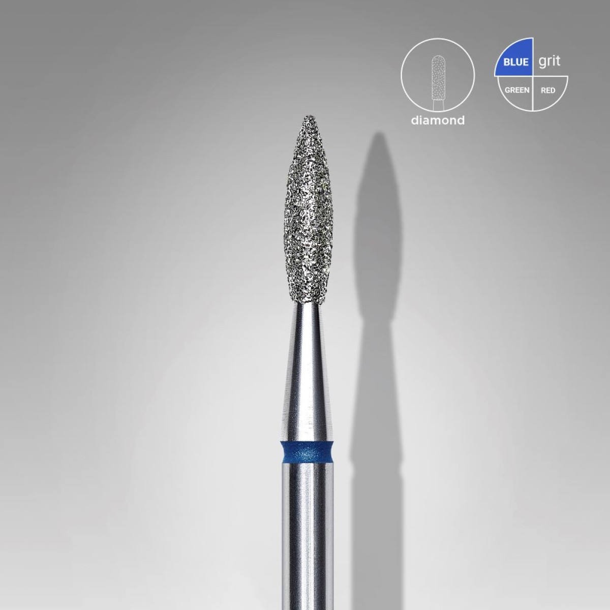 DIAMOND Nail Drill Bit POINTED FLAME BLUE 2.1mm/8mm