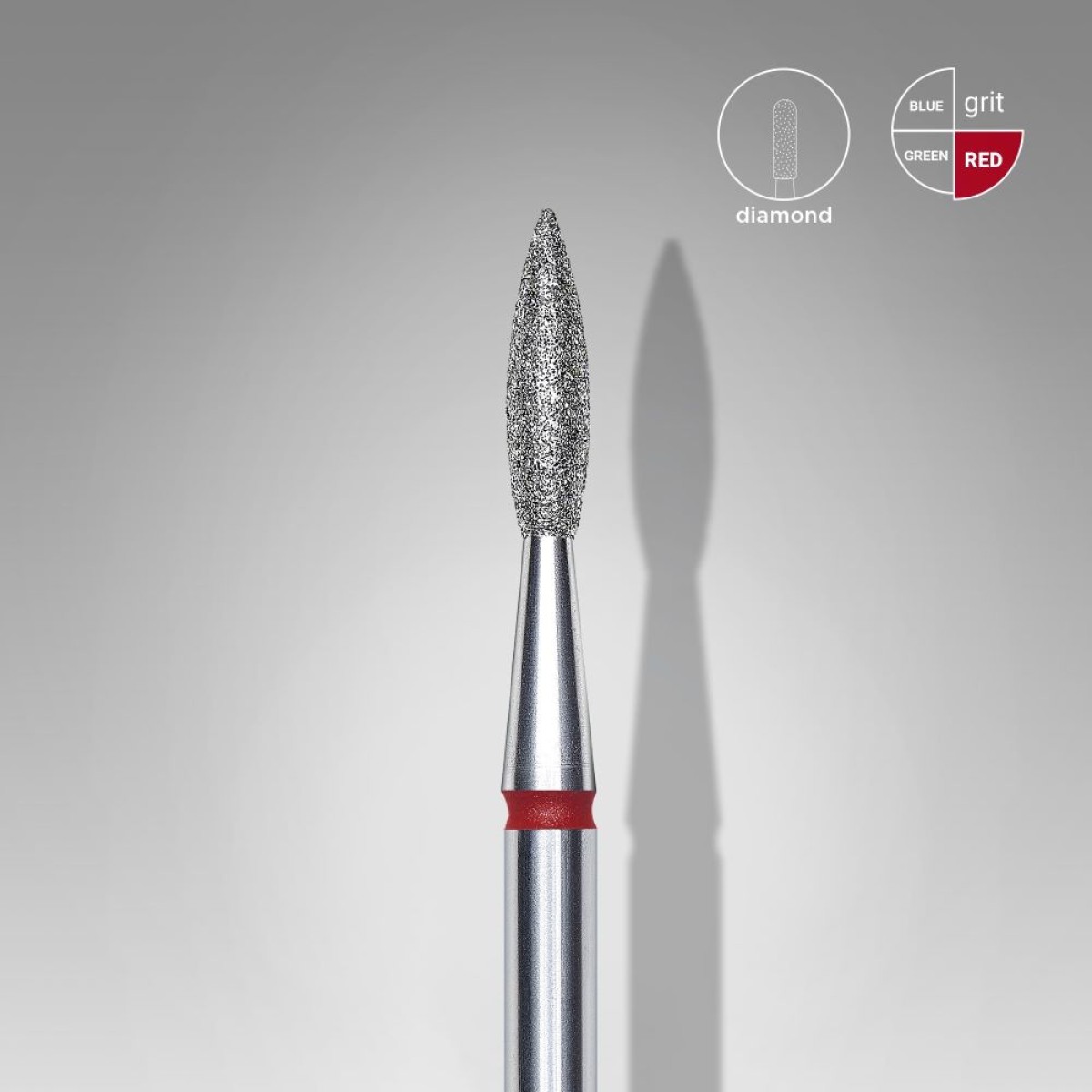 DIAMOND NAIL DRILL BIT POINTED FLAME RED FA11R021/8