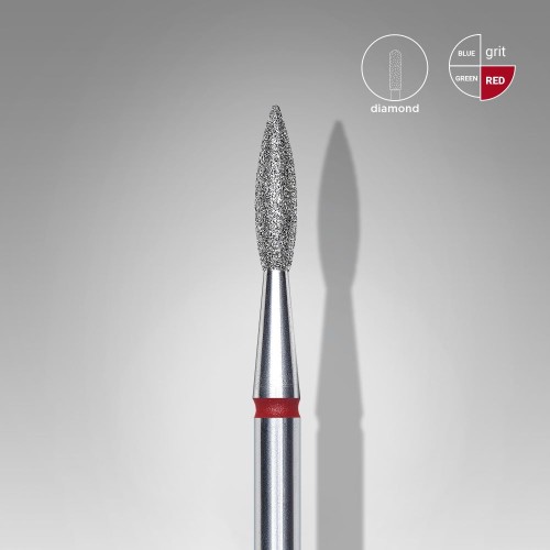 DIAMOND Nail Drill Bit POINTED FLAME RED 2.1mm/8mm